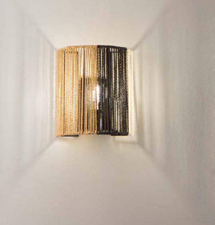 Applique in fili di carta naturali intrecciati nero-marrone-bianco 1XE27 non incl. COCONUT Applique in fili di carta naturali intrecciati nero-marrone-bianco 1XE27 non incl. COCONUT